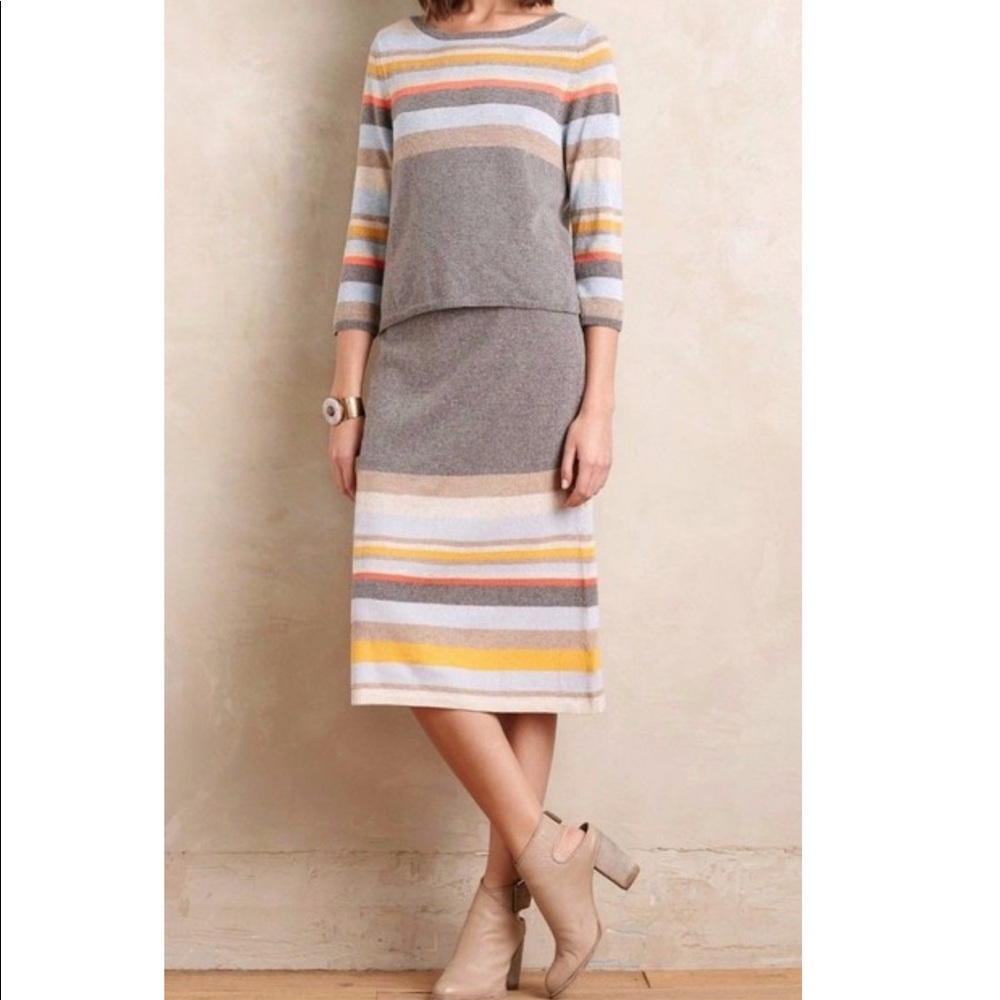 Anthropologie Striped Sweater & Midi Skirt